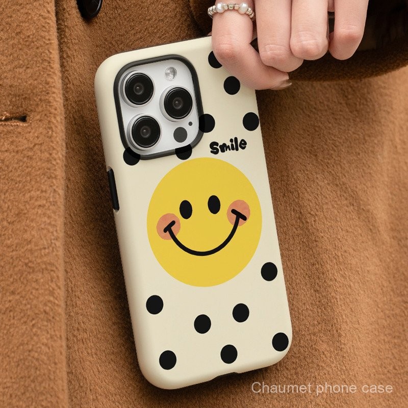 ลายจุดยิ้มเข้ากันได้กับ iphone15เคสมือถือ14PROMAX เคสแข็ง13ทูอินวัน12กันกระแทก11แบบเรียบง่าย
