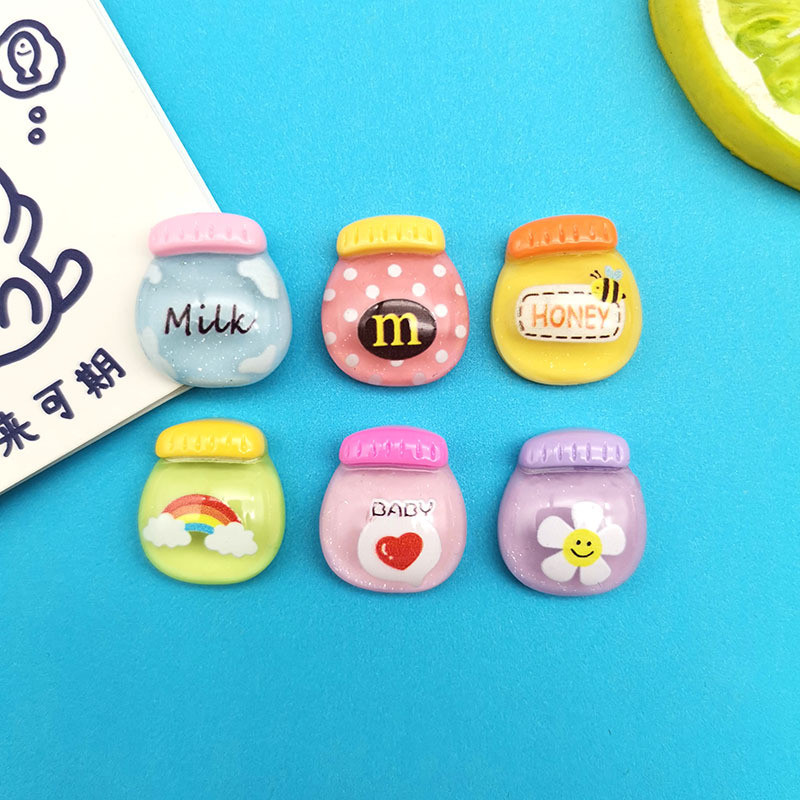 10pcs ใสละเอียดแฟลชจำลองขวดนมขวดเครื่องดื่มอุปกรณ์เรซิน DIY ครีมกาวเคสโทรศัพท์กิ๊บติดผมสติกเกอร์ตกแต่ง