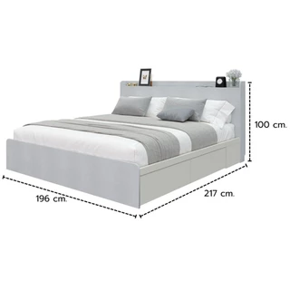 Koncept Furniture เตียง 6 ฟุต รุ่น Aiko สีขาว (196x217x100 ซม.) แบรนด์ KONCEPT FURNITURE