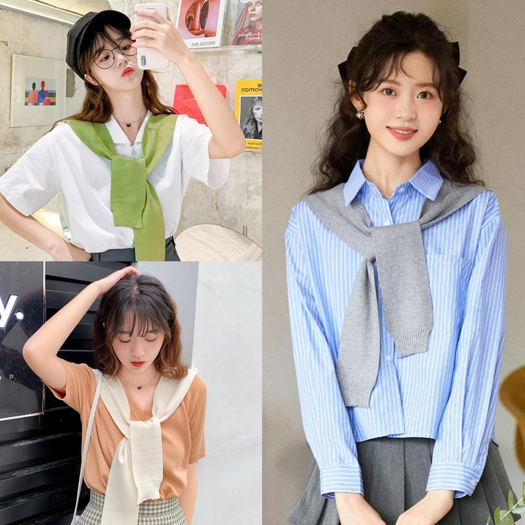 ราคาถูกที่สุด ผ้าคลุมไหล่ 9 สี ผ้าไหมพรมไม่หนา แฟชั่นสไตล์เกาหลี