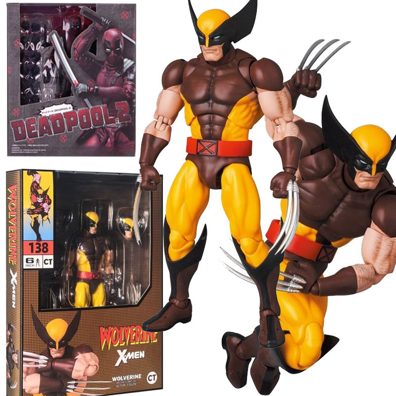 Ct ของเล่น Wolverine รูป Mafex 138 สีน้ําตาลการ์ตูน X-Men Shf Deadpool Action Figure Joint Movable Ko รุ่น