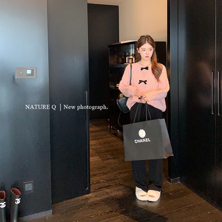 Veewink พร้อมส่งจากกรุงเทพฯ เสื้อสเวตเตอร์คริสต์มาส เสื้อสเวตเตอร์แขนยาว ลายทางสำหรับผู้หญิง สไตล์ฝรั่งเศสผูกโบว์ - รูปที่ 4