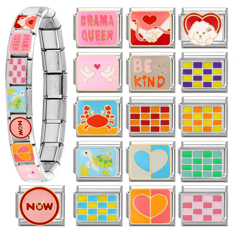 อิตาเลี่ยน Charm Links สําหรับสร้อยข้อมือใหม่แฟชั่น Charm สร้อยข้อมือเพื่อนครอบครัว DIY โมดูลสร้อยข้อมือ Charm อิตาเลี่ยน Links Fit 9 มม.สร้อยข้อมือสแตนเลสเครื่องประดับ DIY ทํา
