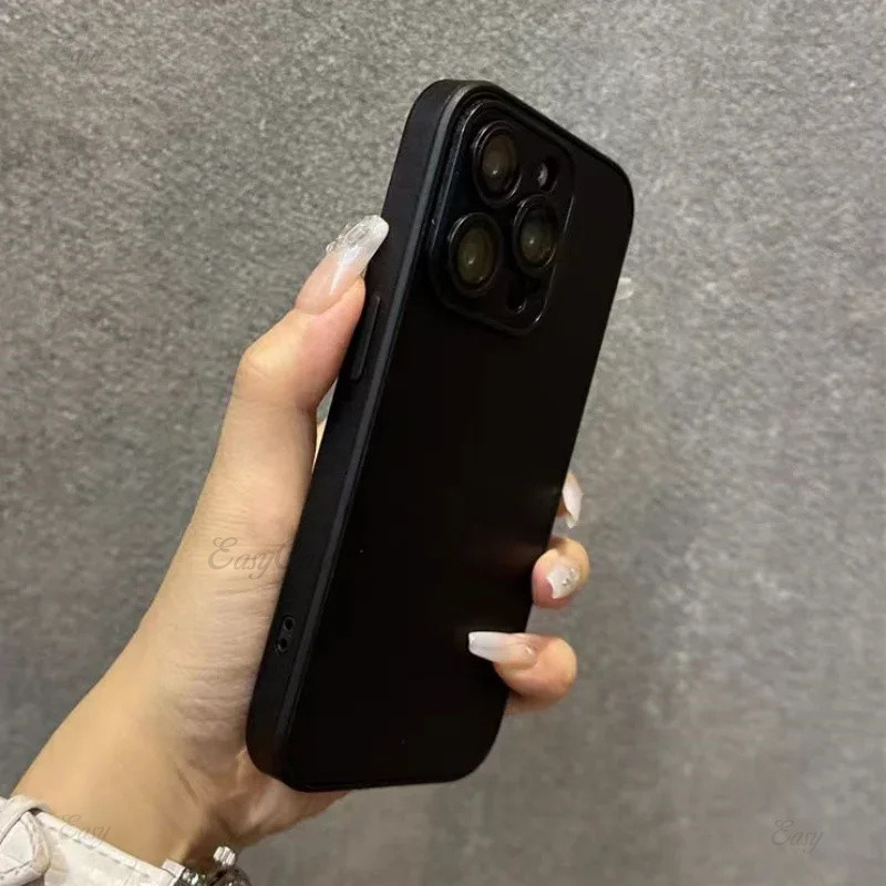 ซองหนังโมโนโครมสําหรับ ไอโฟน กระจกกล้องฟิล์มป้องกันปกกรณีธุรกิจสําหรับ ไอโฟน 16 15 14 12 13 11 มือโปร สูงสุด - รูปที่ 4