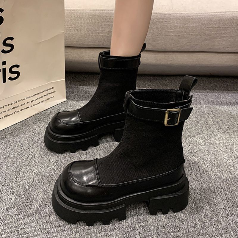 Mi Mid-Tube Boots Leather Boots Retro Fashion High-End Outer Wear