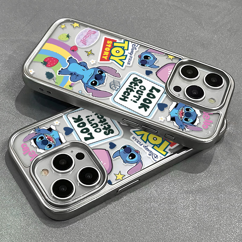 ใหม่ Creative Stitch ของเล่นการ์ตูนรูปแบบเคสโทรศัพท์สําหรับ IPhone 13 14 15 16 12 Pro Max XR X/XS Max โลหะ 7/8 Plus Se2020 Anti Fall เกราะป้องกัน
