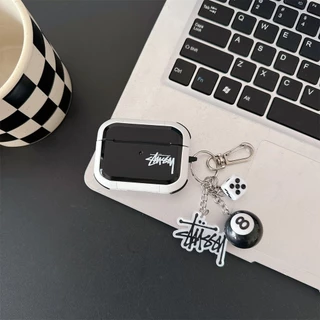 Armor STUSSY ปลอกซิลิโคนพร้อมพวงกุญแจสําหรับ AIRPODS 4 ANC PRO 1/2/3 PRO เคสป้องกัน