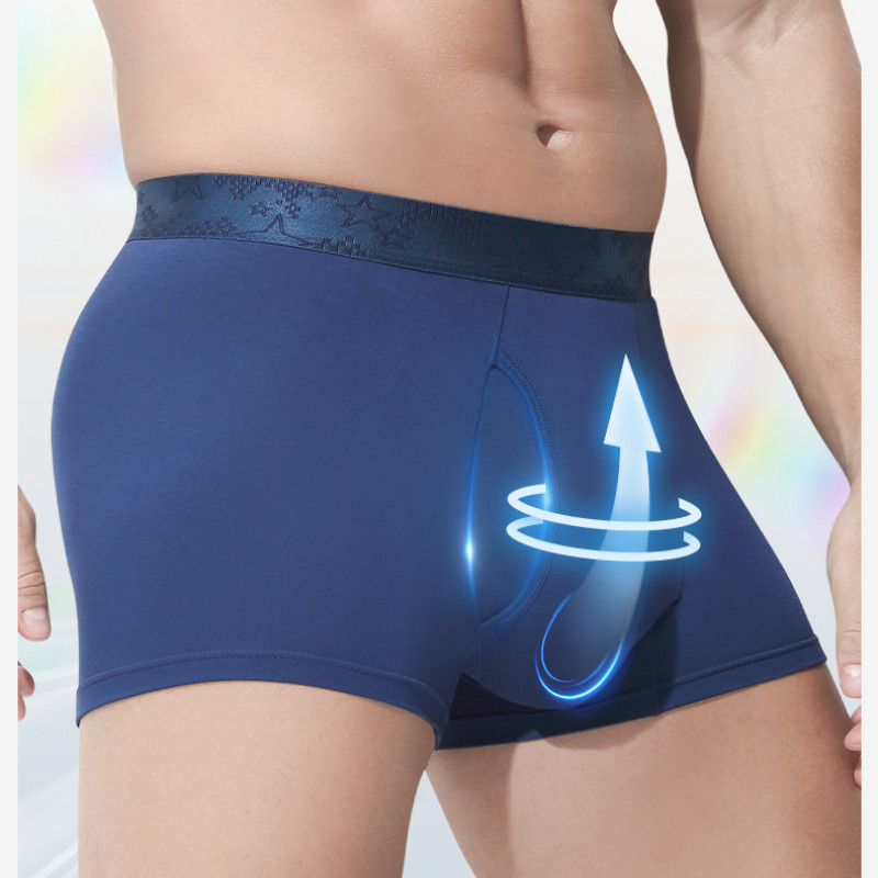 ผู้ชายชุดชั้นในประเภทกระสุนแยกสบาย Essence Vein Youth Boxer กางเกง Vein Scrotum สนับสนุนกระเป๋า Breathable 5106