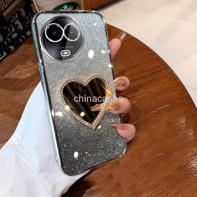 Realme 11 4G 5G 11X 5G 11 Pro 10 12X Plus C65 C67 เคสโทรศัพท์โปร่งใส Love กระจกสร้อยข้อมือซิลิโคนอ่อนนุ่มกันกระแทก Glitter ฝาครอบ RFVTGBT ราคา ถูกที่สุด ดีลบีเคเค แกลเลอรีภาพที่ 7