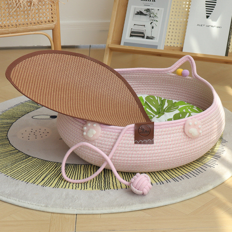 เบาะนอนแมว ที่นอนแมวสาน cat bed เกรดพรีเมี่ยม บ้านแมว ที่นอนสัตว์เลี้ยง dog bed สไตล์มินิมอล สไตล์ญี่ปุ่น ที่นอนนุ่ม