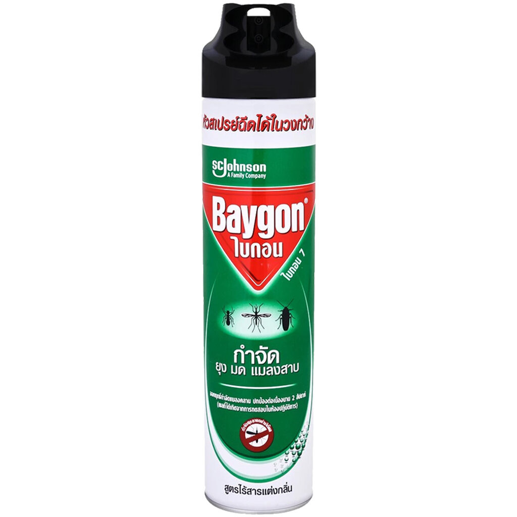 LeeMart ยาฉีดยุง ไบกอน Baygon 600ML ไบก้อน ยาฉีดกันยุง หัวคู่ ฉีดแมลง ฉีดมด แมลงสาบ สูตร ไร้กลิ่น สี