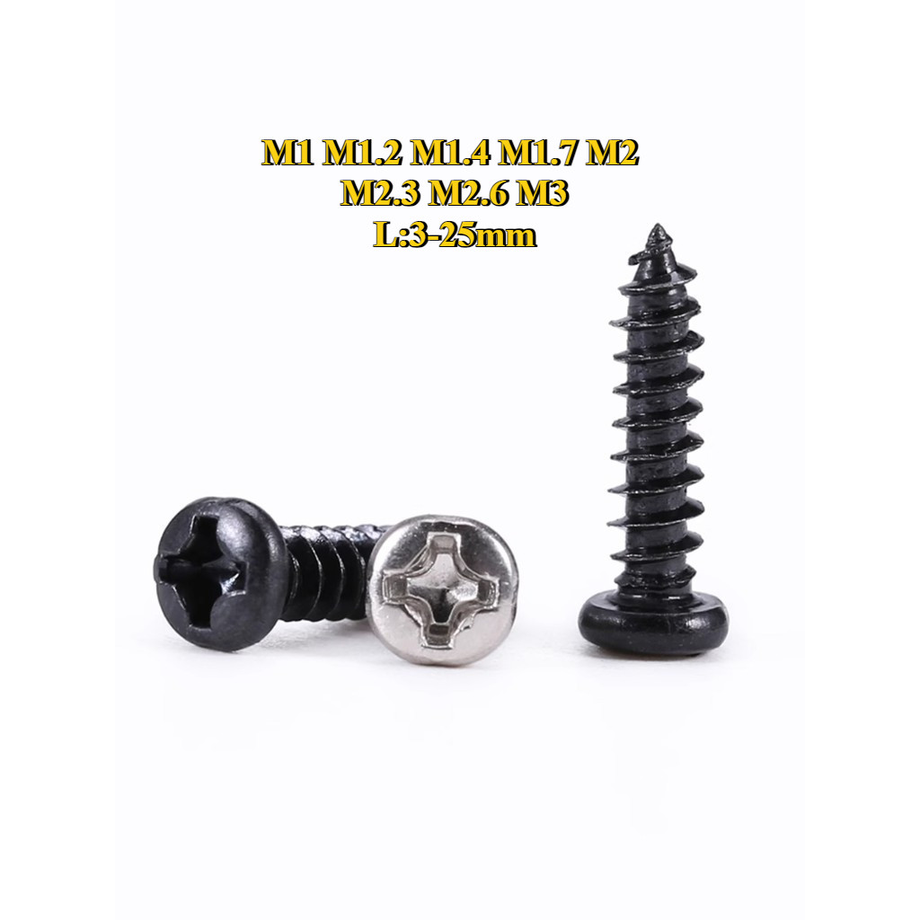 [BY-XSP-w]Pan Head Phillip Tapping Screw /Nickel plated /Carbon steel /น็อต สกรู หัวกลม แฉก ชุบนิกเกิล /เหล็กกล้าคาร์บอน เกลียวปล่อย  M1M1.2M1.4M1.7 M2M2.3 M2.6