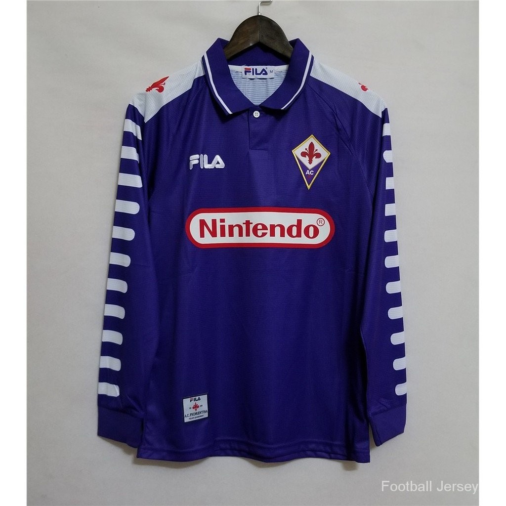 98-99 Fiorentina Home เสื้อแขนยาว Retro Soccer Football JERSEY apdc