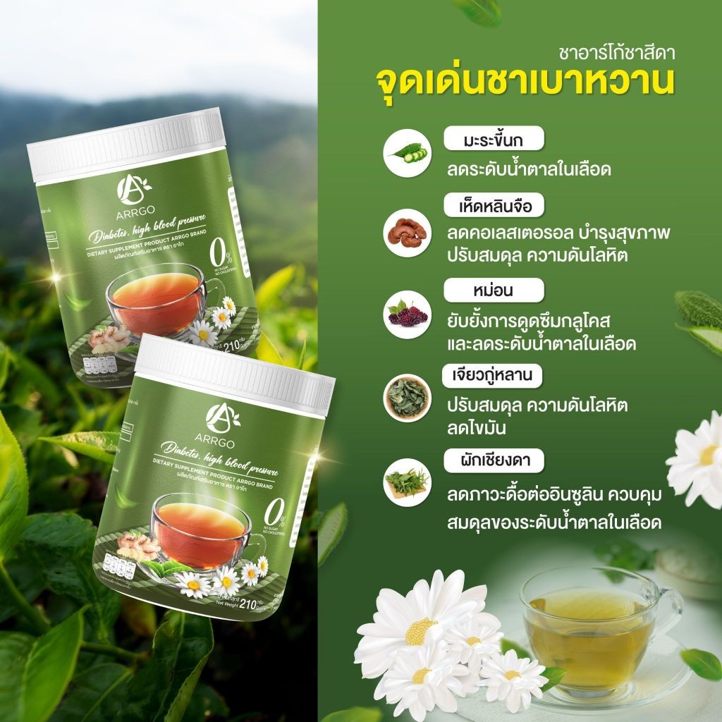 ผลิตภัณฑ์เสริมอาหารลดเบาหวาน ลดน้ำตาลในเลือดสูง ตรา อาร์โก้ ชาสีดา 1 ถัง ขนาด 210 กรัมส่งผลให้ตามองได้ชัดมากขึ้น