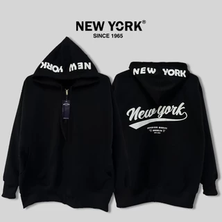 เสื้อคลุมแขนยาว เสื้อกันหนาว NEWYORK 1965- สกรีนหมวก ผ้าคอตตอน+โฟลี เนื้อนุ่ม 2024