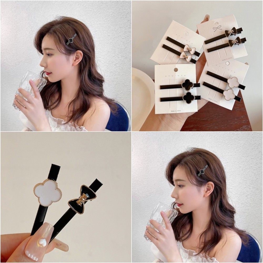 กิ๊บติดผมผู้หญิงหน้าม้าด้านข้างหักสวยหรูโคลเวอร์สี่ใบโบว์ ใบเรียกเก็บเงินเป็ด คลิปใหม่คลิปคําเดียว