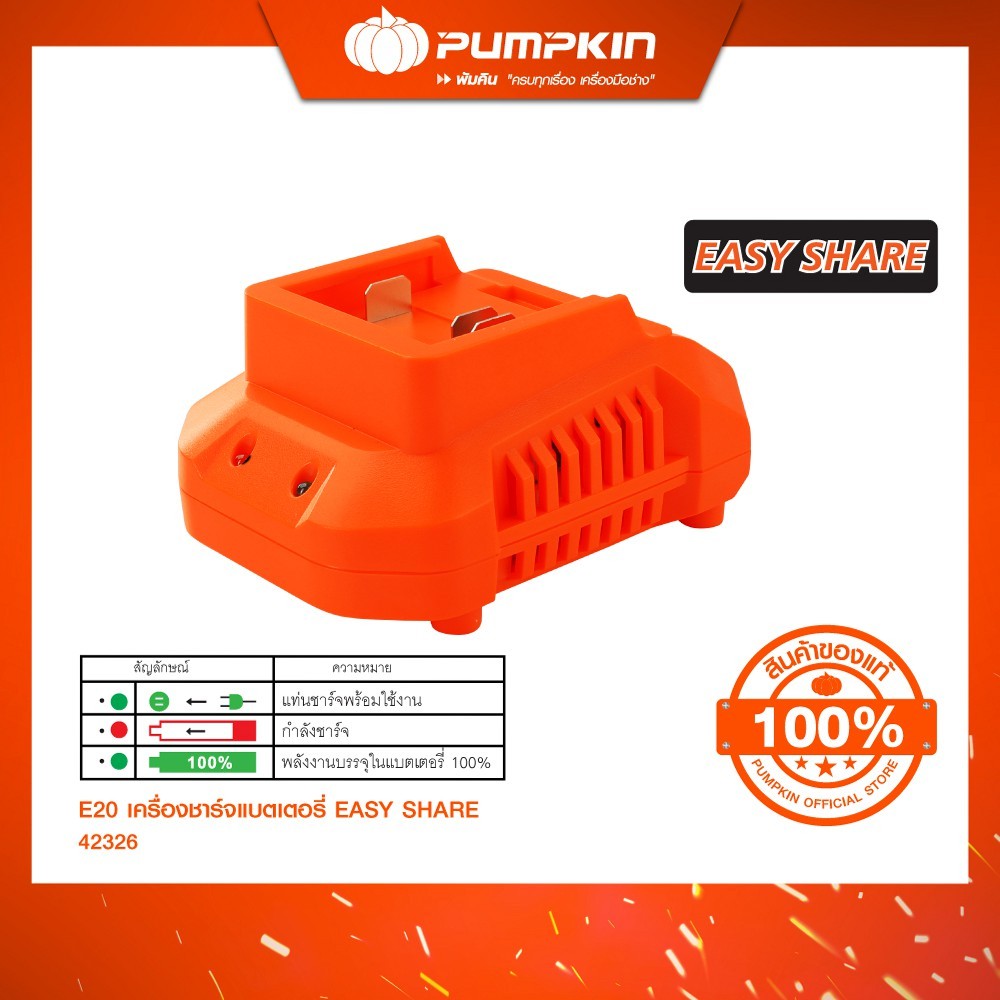 PUMPKIN E20 เครื่องชาร์จแบตเตอรี่ EASY SHARE/42326