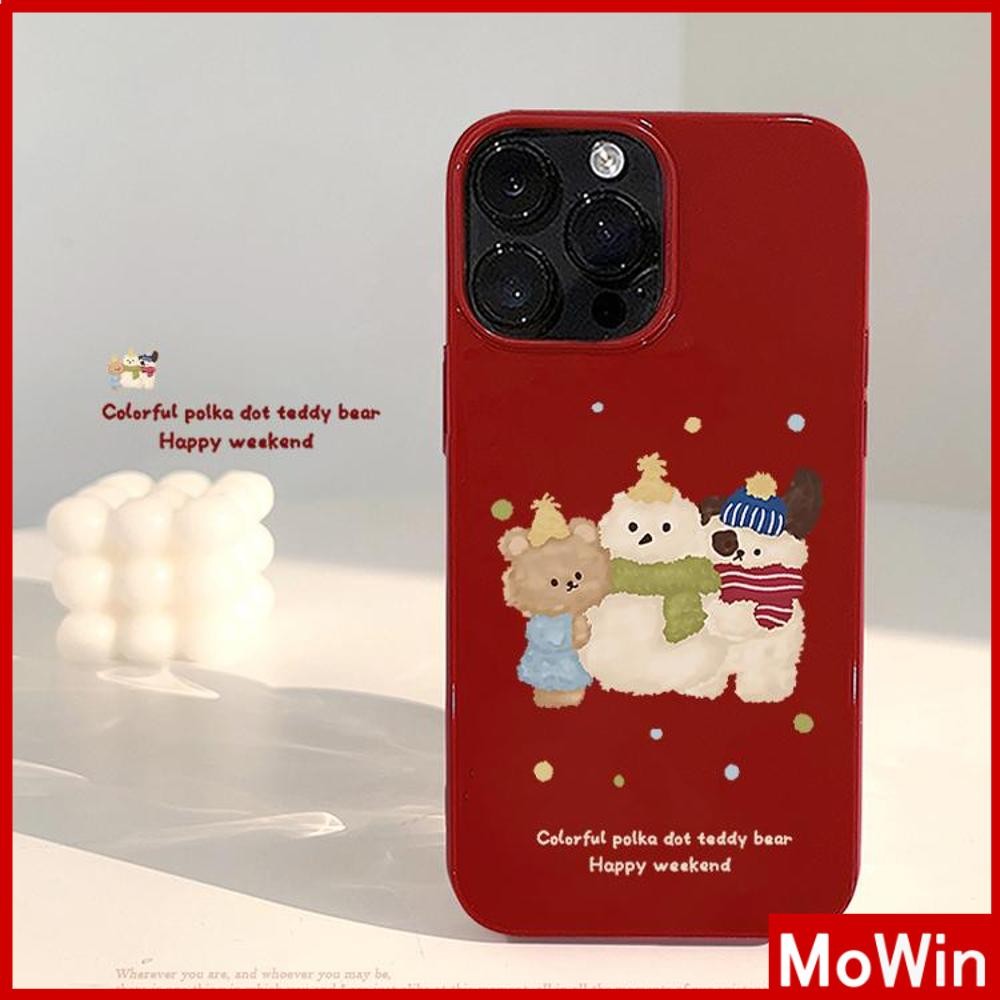 Mowin - เคส iPhone 16 Pro max สีดำ เคส TPU นิ่มเคลือบเงา กันกระแทก ป้องกันกล้อง สัตว์คริสต์มาส Compatible With iPhone 15 14 13 12 Pro Max 11 XR XS Max 7 8Plus