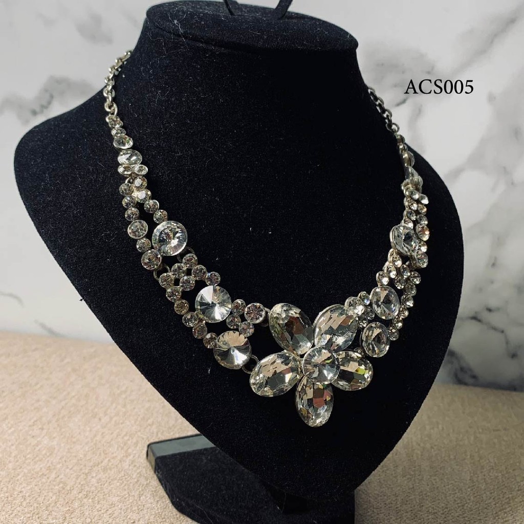 สร้อยคอปาร์ตี้เงินคริสตัลพรีเมี่ยมอุปกรณ์เสริมเจ้าสาว Acs005