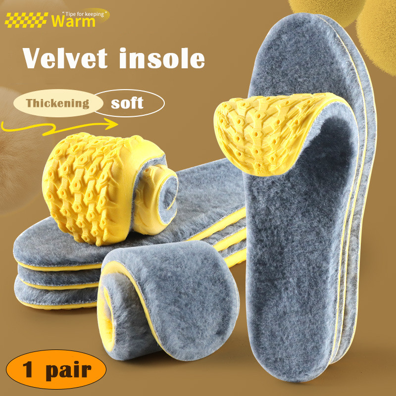2pcs นุ่มแคชเมียร์หิมะรองเท้า Padding ฤดูหนาว Warm Plush Insoles ผู้หญิงผู้ชาย Thicken ความร้อนรองเท้า Pads Self อุ่นกีฬาแทรก