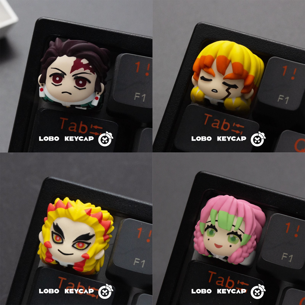 Demon Slayer Keycap น่ารักการ์ตูน 3D สร้างสรรค์น่ารัก MX สวิทช์คีย์บอร์ด DIY เรซิ่น Keycaps อะนิเมะ 