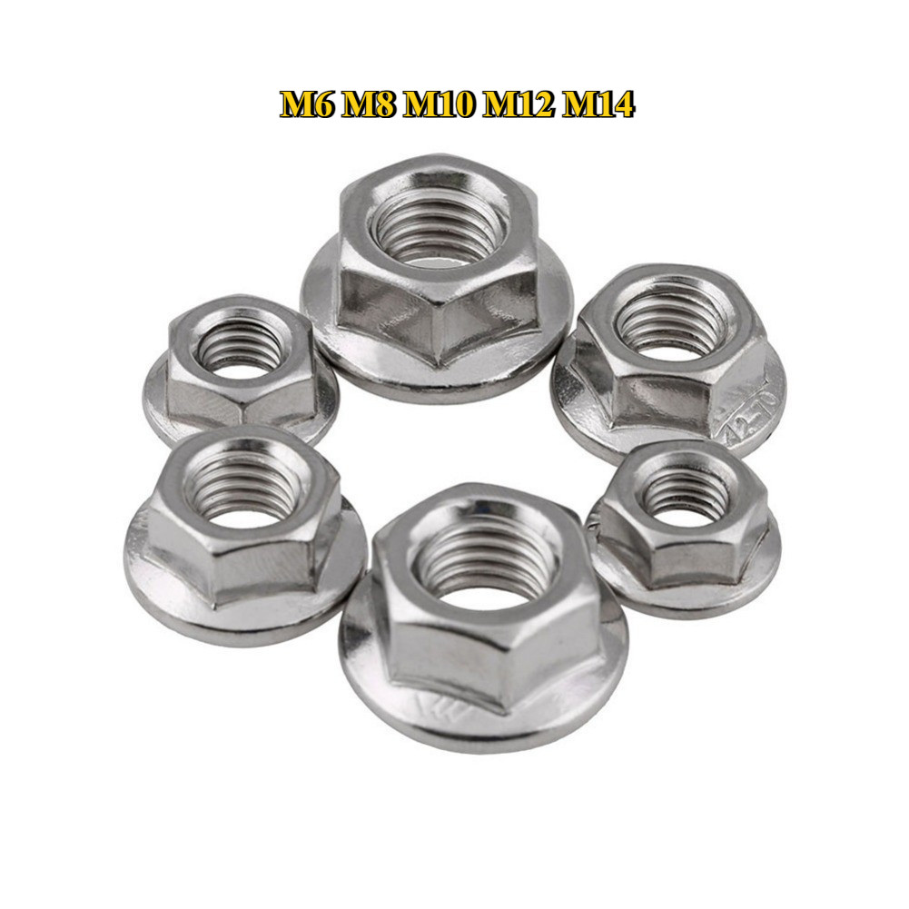 หัวน็อต ตัวเมีย ติดแหวน สแตนเลส 304 ด้ายละเอียด M6 M8 M10 M12 M14  Hexagon Flange Nut SUS304 – โปรปัง