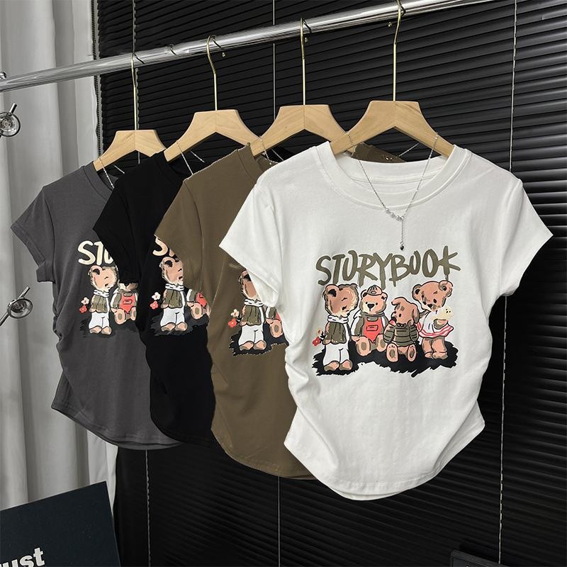 เสื้อผ้าแฟชั่นตามกระแส เสื้อผ้าสาวอวบไซส์ใหญ่ เสื้อยืดสาวอวบ เสื้อรัดรูป เสื้อครอปแต่งย่นข้าง