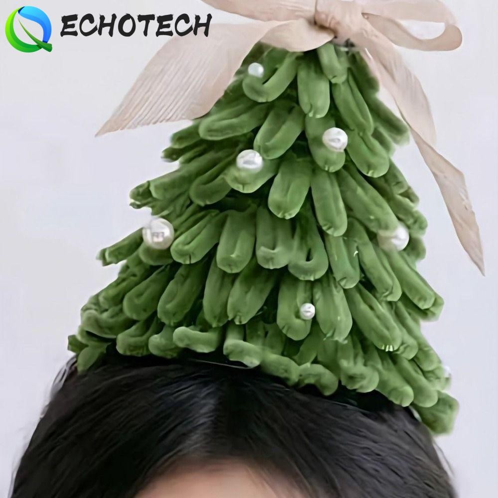 Echotech บิดติดแถบคาดศีรษะวัสดุ, Twisted ตลก Xmas Tree วัสดุ Pack, ของขวัญล้างหน้าต้นคริสต์มาสน่ารักต้นคริสต์มาสผม Hoop วัสดุหญิง