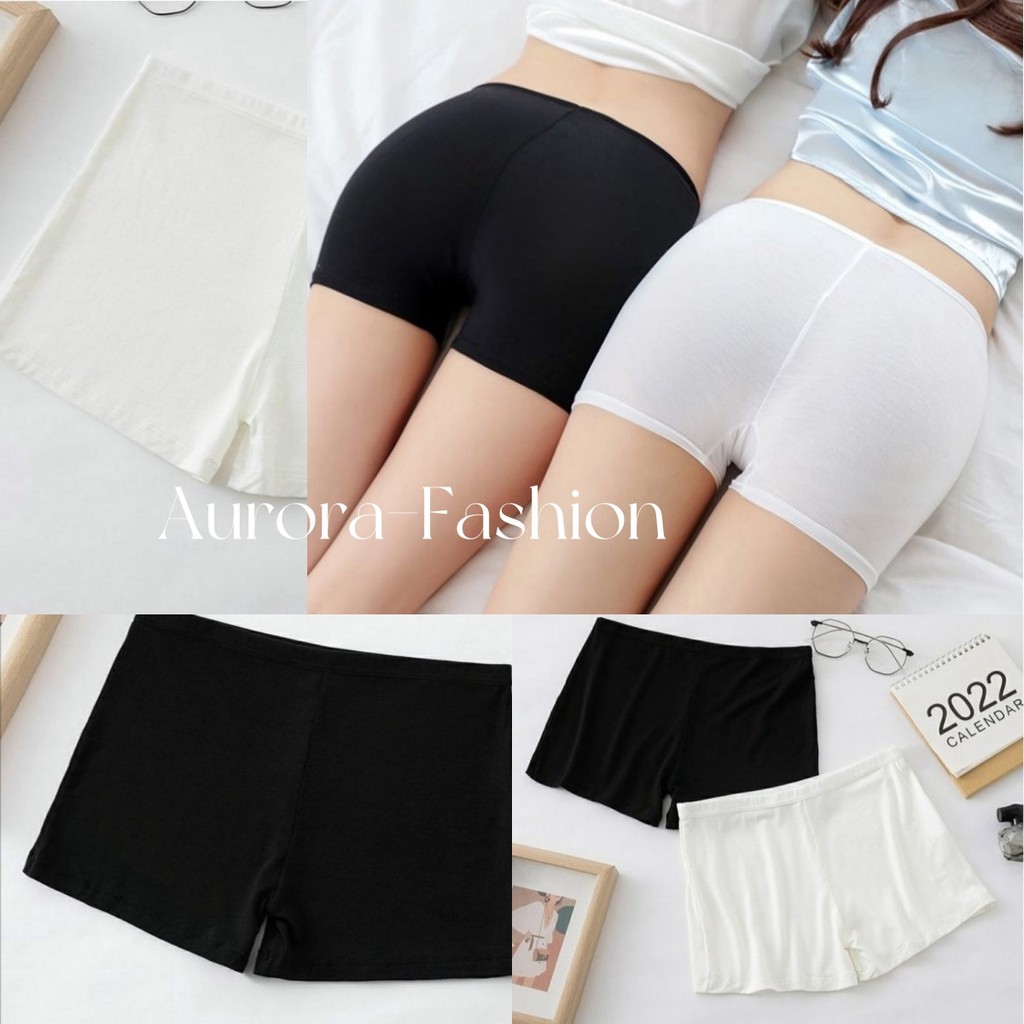 Aurora 🛒พร้อมส่ง🚚(รูปถ่ายจากงานจริง) กางเกงเซฟตี้ลำลอง สีพื้น ผ้าเนื้อนุ่ม เหมาะ สม