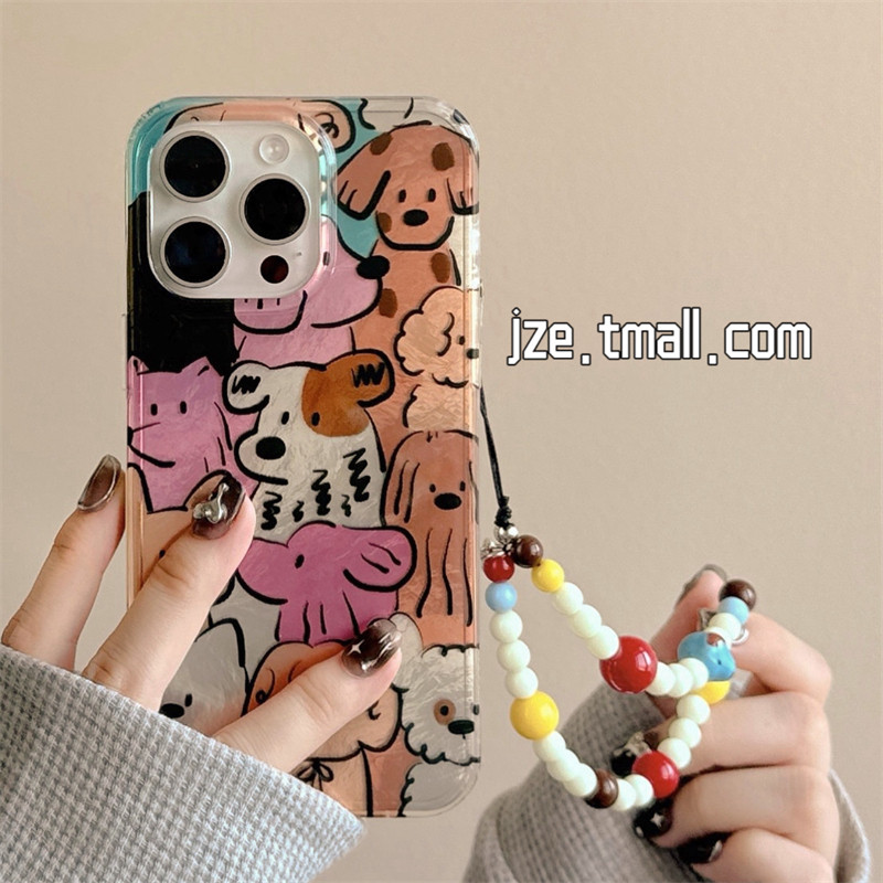 Huiwanju การ์ตูนสัตว์เล็กพร้อมโซ่ เหมาะสําหรับเคสมือถือ iPhone15 iPhone16ProMax ใหม่ 15pro ป้องกันการตก 13 12 ซิลิโคน 14pro สองชั้นน่ารักรวมทุกอย่างชุด