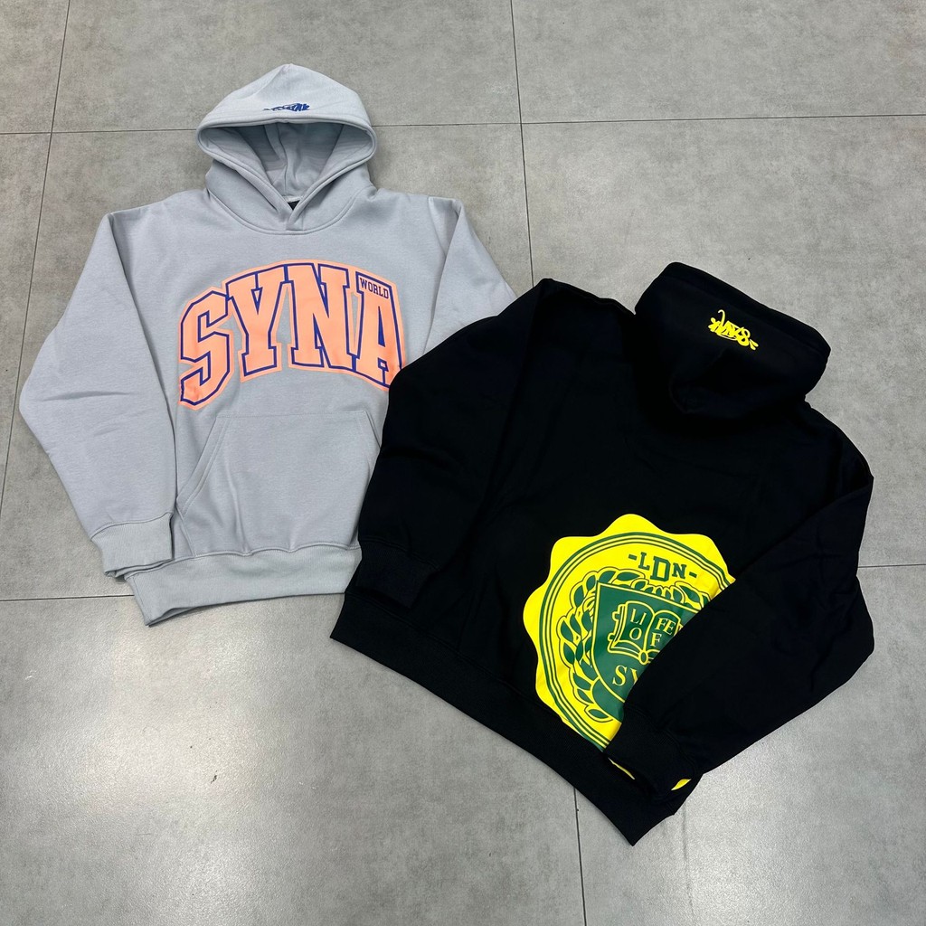 ขายร้อนฤดูใบไม้ร่วงฤดูหนาว SYNA สไตล์อเมริกันพิมพ์ตัวอักษร Unisex หลวมสบายๆเสื้อกันหนาวขายส่ง