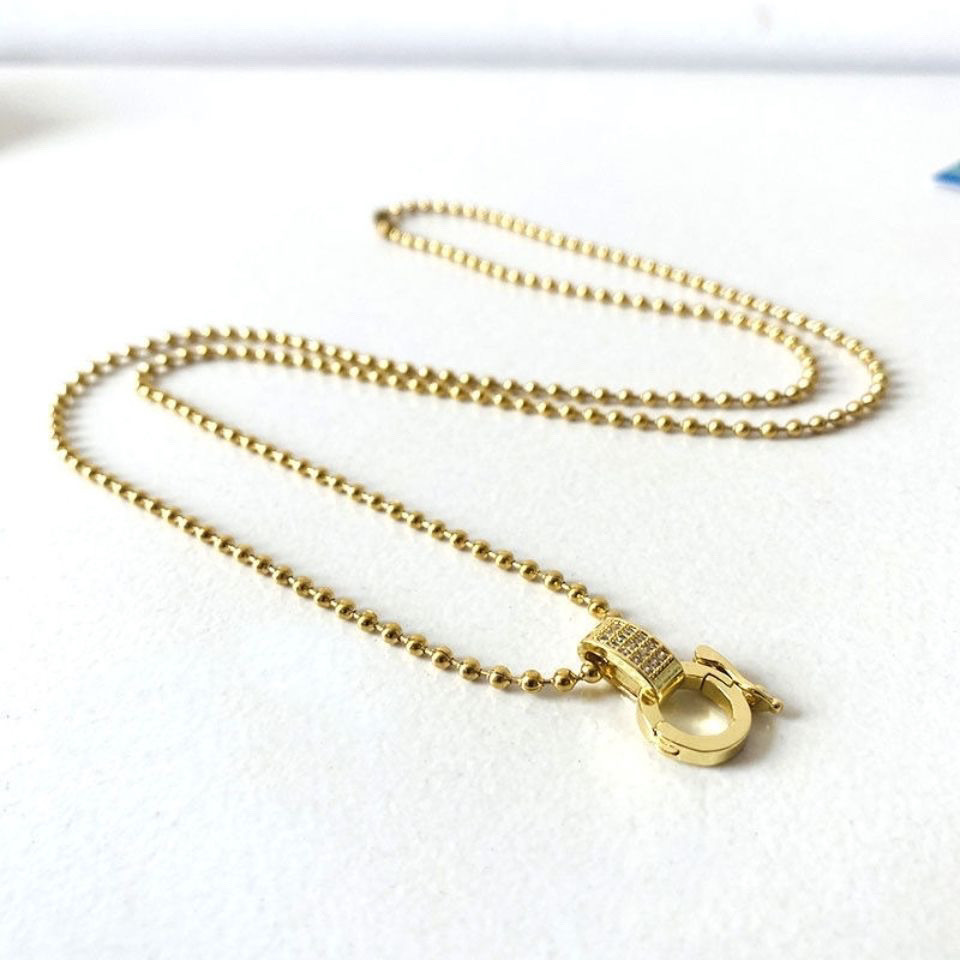 T Thailand Amulet Chain Universal Buckle High-End Round Bead Necklace Box Chain 45cm Chain Non-Fade MZaqk-aa22 WKJO