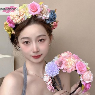 Pinkcool ดอกไม้ที่มีสีสัน Garland ผมหวาน Hoop เครื่องประดับผ…