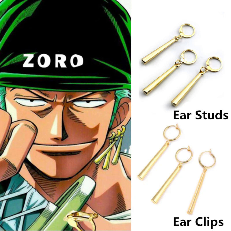3Pcs/Set Anime Roronoa Zoro Cosplay Earrings Ear Clips Stud Women Men Unisex Jewelry Accessories Pro
