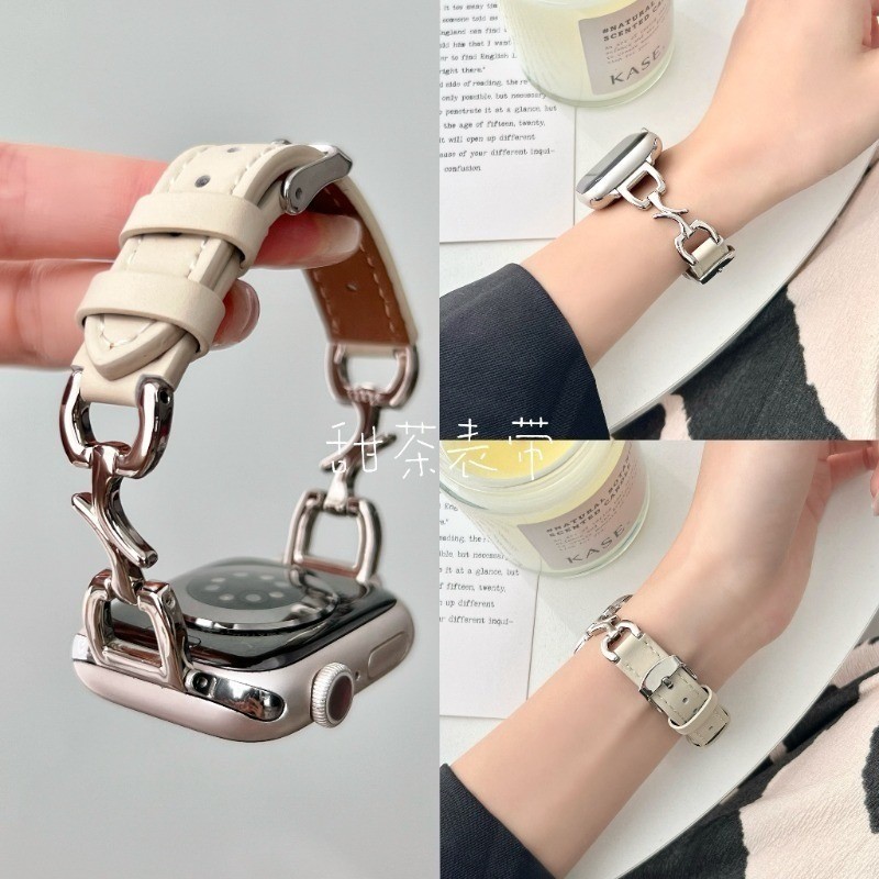 Nistar หนังแท้โลหะเสี้ยวสายคล้องคอสําหรับ Apple watch รูปที่ 5