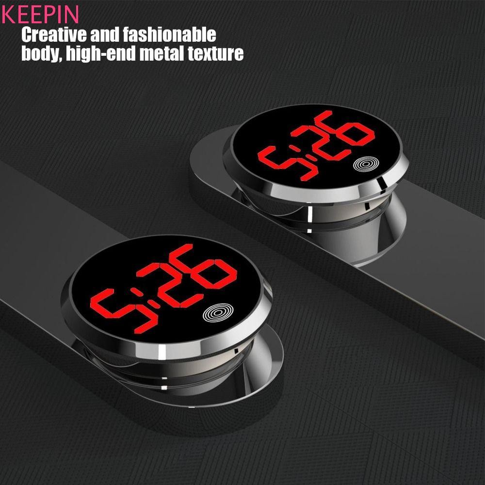Keepin นาฬิกาแดชบอร์ดรถยนต์, จอแสดงผลเวลา LED ที่เปิดใช้งานแบบสัมผัสนาฬิกาดิจิตอล, เครื่องประดับอัตโนมัติ Mini ความแปลกใหม่นาฬิกาอิเล็กทรอนิกส์ LED ที่เรียบง่าย Home/Office