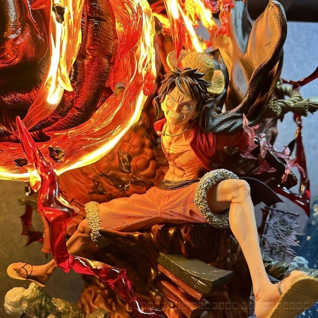 โมเดลของเล่นคอสเพลย์ One Piece ฟิกเกอร์ One Piece ลูฟี่ถนนไฟ รูปปั้นขนาดใหญ่พิเศษ 69 ซม. ของตกแต่งอน