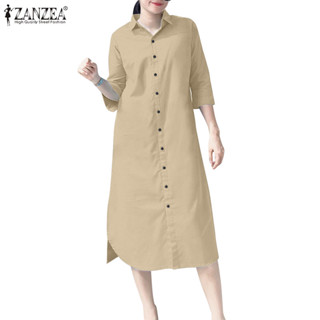 Zanzea ชุดเดรสแขนผูกโบว์สไตล์เกาหลีสําหรับผู้หญิง