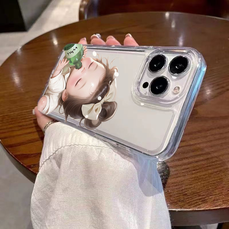 SAMSUNG น่ารักเมาสาวเคสโทรศัพท์สําหรับsamsung A06 A16 A15 A55 A35 A54 A26 A05 A34 A36 A14 A52 A53 A23 A56 A51 A13 Creative Little Girl ClearกันกระแทกTPU Soft Cover - รูปที่ 2