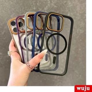 Wuju หรูหราแม่เหล็กไร้สายชาร์จโปร่งใสเคสโทรศัพท์สําหรับ iPhone 17 16 15 14 13 12 11 Pro Max Plus Air เคสโทรศัพท์ฝาครอบใส