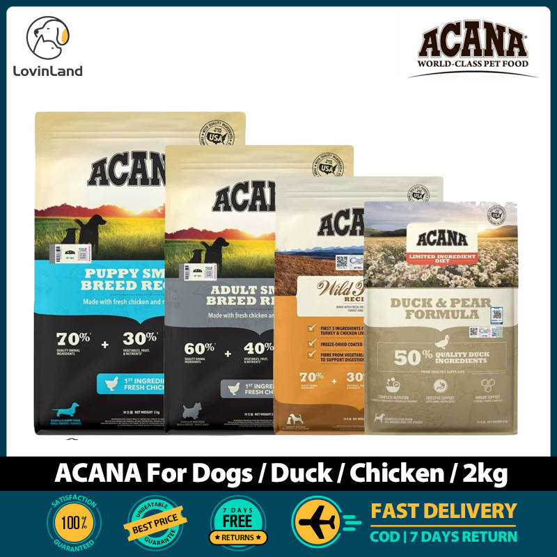 Acana Dog อาหารแห้ง เป็ดดิบปลอดธัญพืชและลูกแพร์, เบาและพอดี, สูตรลูกสุนัขสําหรับเวทีสุนัขทั้งหมด