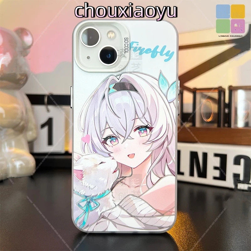 เหมาะสําหรับ Redmi note 14 13 12 5G Xiaomi Poco X6 Pro X5 F6 F5 F4 F3 เคสโทรศัพท์ Holding Cat Flow เรืองแสง Frosted สีสันเงิน