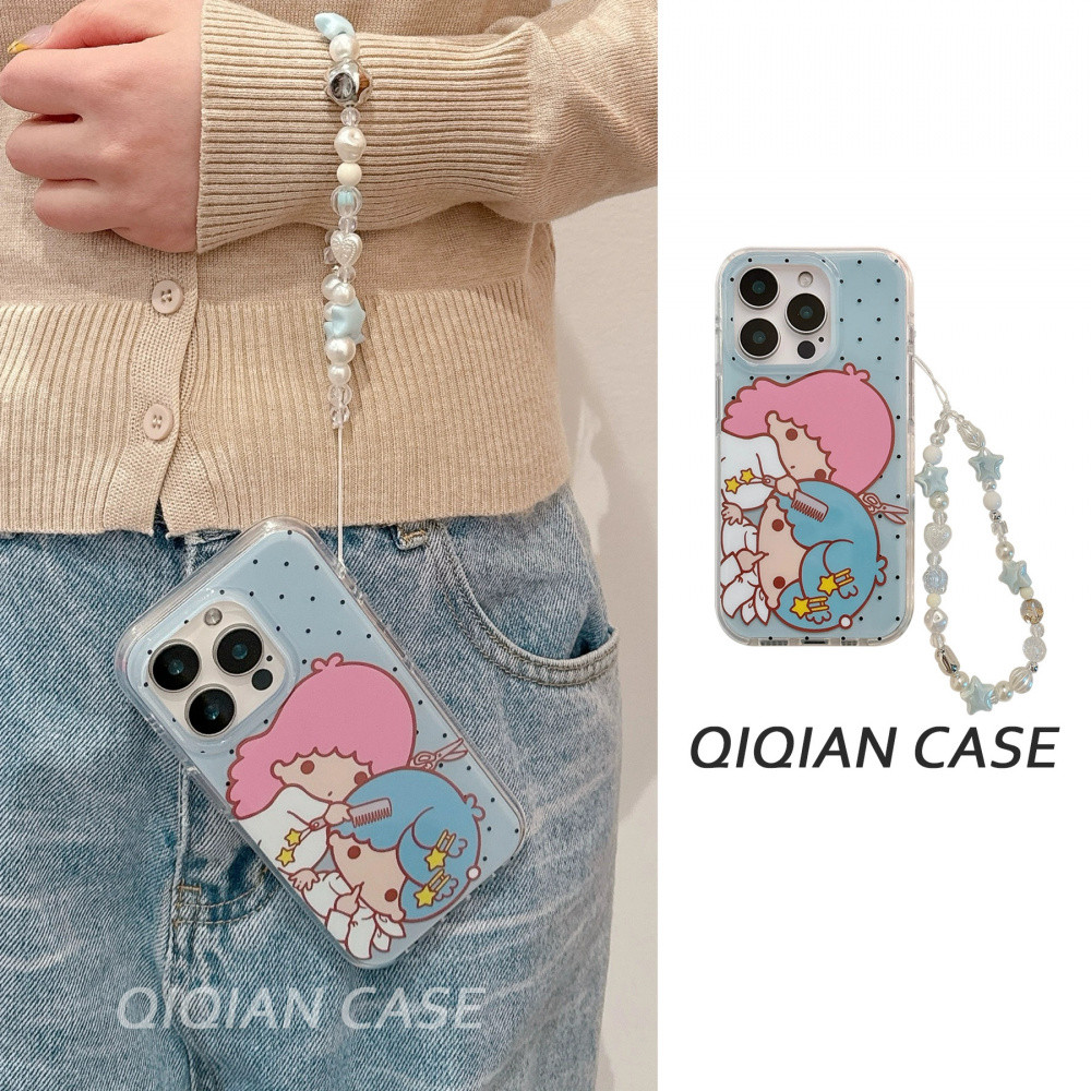 Ins อะนิเมะน่ารัก Sanrio Little Twin Stars เคสโทรศัพท์ Blue Star Love Heart ลูกปัดสําหรับ IPhone 16 Pro Max 16 Pro 16 15 14 Pro Max 13 รอบขอบกันกระแทก Hard IMD ฝาหลัง ราคา ถูกที่สุด ดีลบีเคเค แกลเลอรีภาพที่ 4