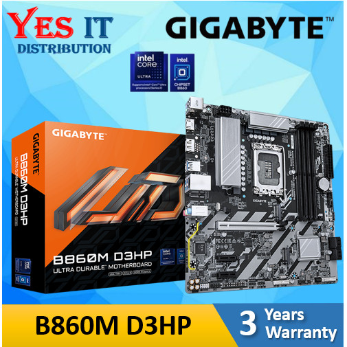 GIGABYTE B860M D3HP DDR5 LGA 1851 เมนบอร์ด Intel mATX + Ultra 5 7 โปรเซสเซอร์ U5 225/ 225F / 245K / 
