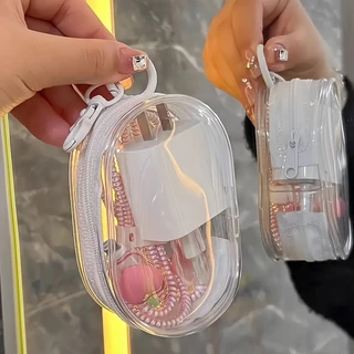 💥พร้อมส่ง💥กล่องเก็บสายเคเบิล กระเป๋าเก็บซิปใสขนาดเล็กแบบพกพา กระเป๋าเก็บหูฟัง กระเป๋าตุ๊กตา กล่องบรรจุสายข้อมูล