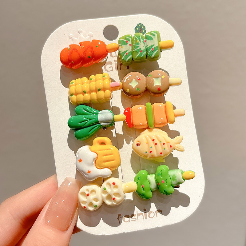 คลิปผมอาหารจำลองโดปามีนสไตล์Y2K | สิ่งประดับผมตลกๆวัฒนธรรมย่อย| คลิปผมแคบเล็บสไตล์ญี่ปุ่นสร้างสรรค์ | คลิปผมหน้าม้าไม่ลื่นจัดผมขี้เหล็กด้านข้าง | คลิปผมสำหรับสตรี