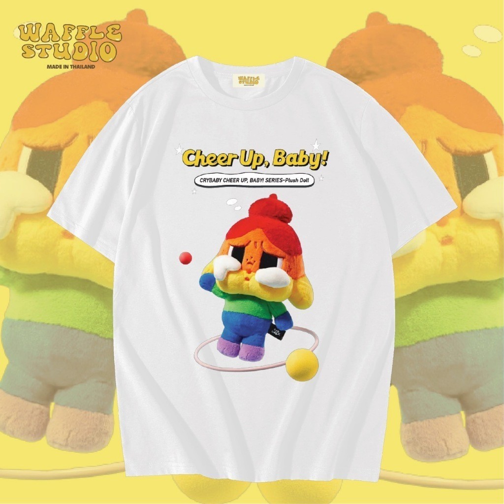 WS0222 เสื้อยืดโอเวอร์ไซส์ เสื้อยืดเกาหลี Baby Cry Baby Cheer Waffle Studio