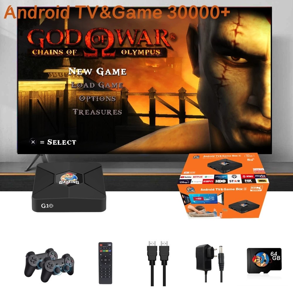 Dual System Android 12 TV Games Box & Retro Gaming Console | เกม 64GB | เกมแพดไร้สาย |14จําลองเกมคลา