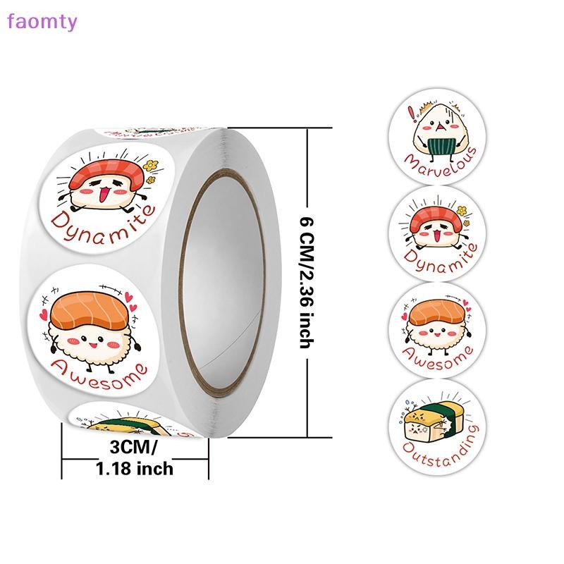 Famty 1 ม้วน /500 แผ่นวงกลมการ์ตูนซูชิรูปแบบสติกเกอร์วันเกิดงานแต่งงานตกแต่งสติกเกอร์ขนมอบกล่องอาหารกลางวันสติกเกอร์ป้าย TH