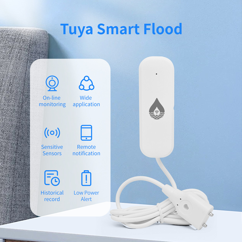 เซ็นเซอร์ระดับน้ํา WiFi Tuya สัญญาณเตือนการรั่วไหลน้ําท่วมเครื่องตรวจจับการรั่วไหล Smart Home Life APP Water Alert Overflow Security Detection